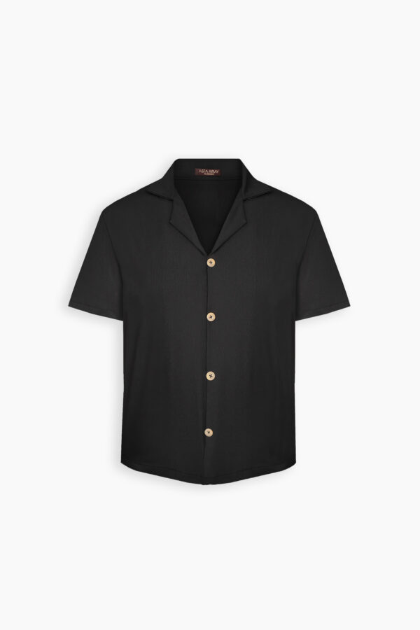Black Ribbed Stretch Shirt